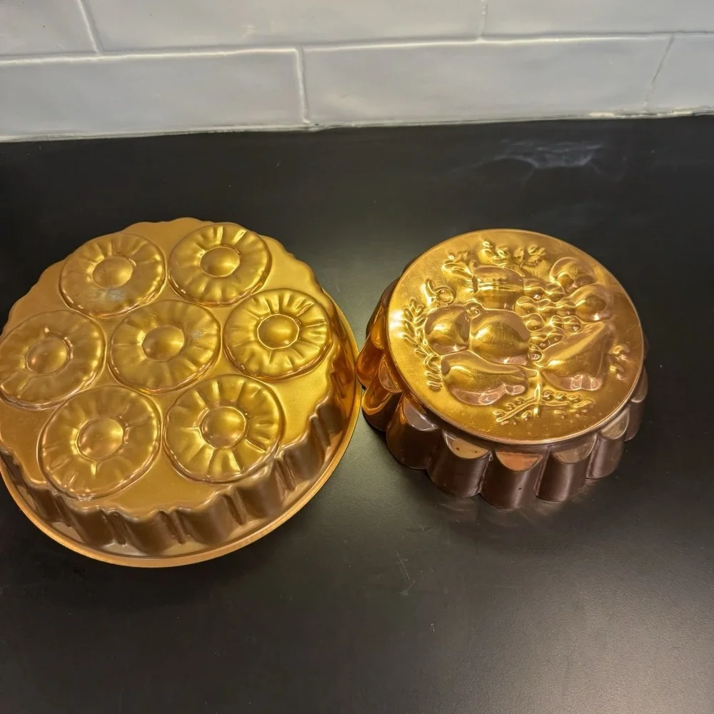 Vintage Copper Jello Mold Retro Kitchen Decor Pineapple Upside Down Cake & Fruit